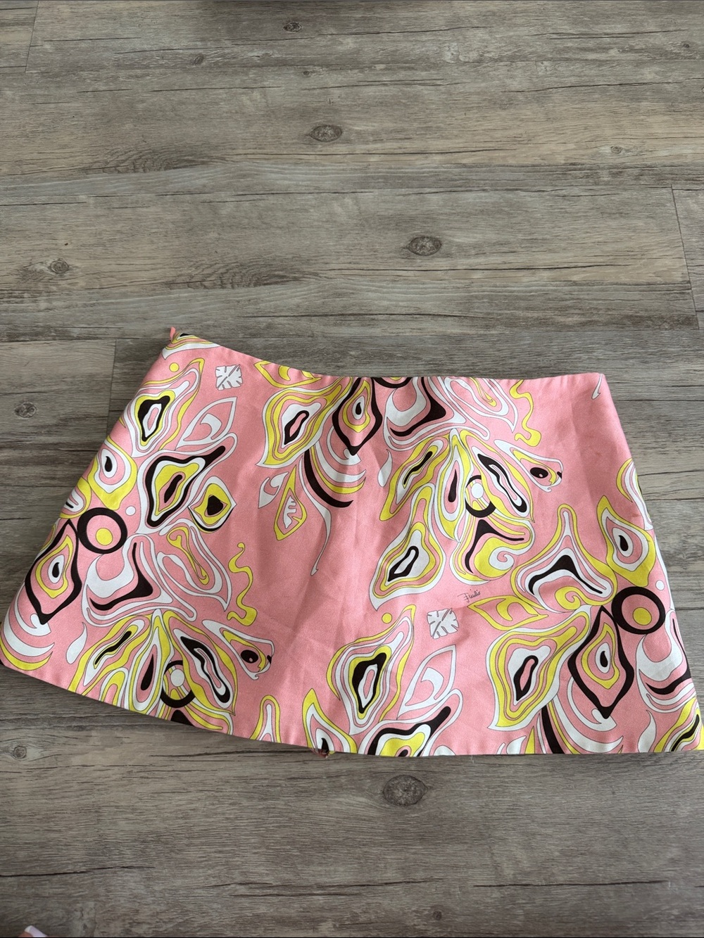 Emilio Pucci Pink Abstract Print Mini Skirt with Yellow & Black Accents never so